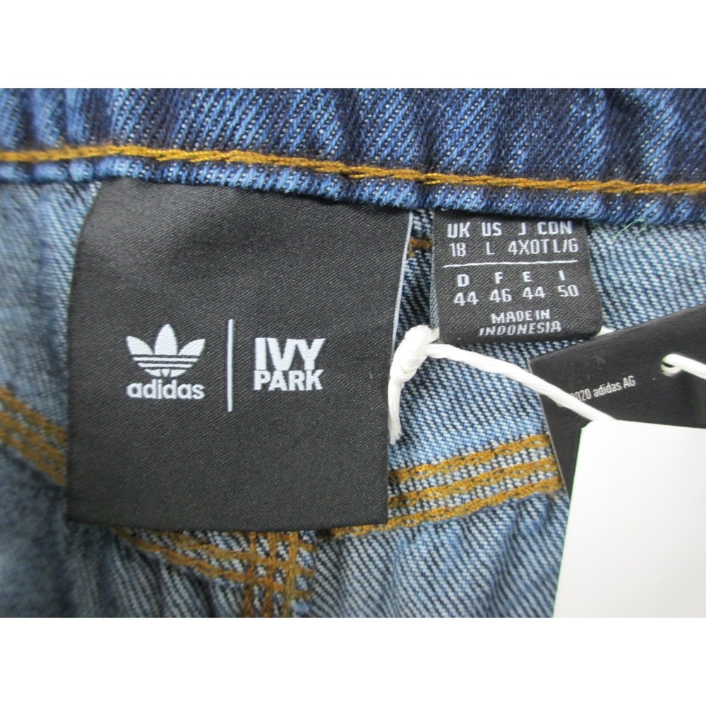 NEW Adidas x Ivy Park Pants Womens Large Blue Denim Snap Jeans Wide Leg Beyonce - Picture 13 of 13